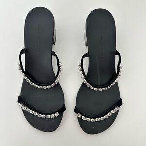 Giuseppe Zanotti Black Mule with Crystal Accents